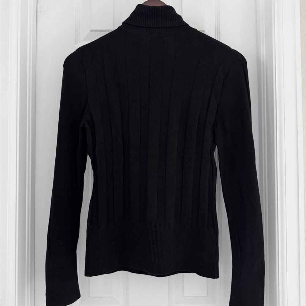 VTG 90s-Y2K Cache Black Ribbed Viscose/Spandex Turtleneck Sweater Size Small